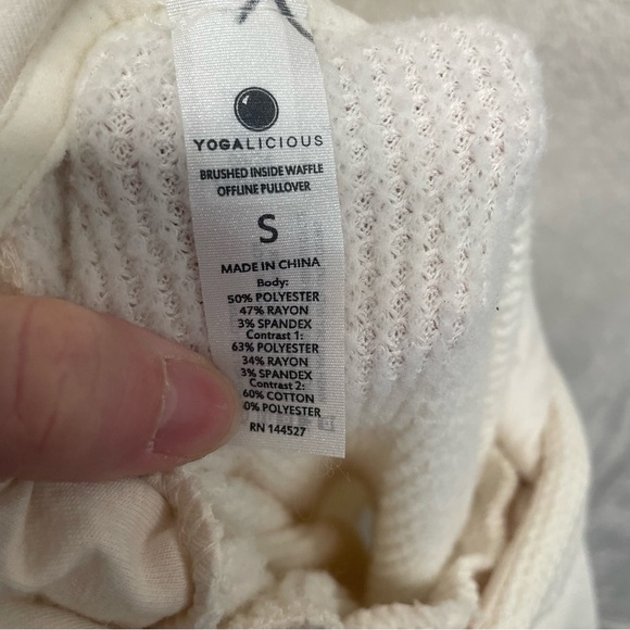 Yogalicious waffleknit pullover hoodie cream women’s small oversize activewear - Picture 8 of 8